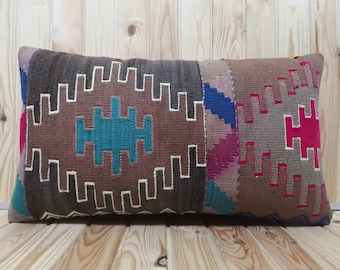Lumbar Big Pillow 16x40 inches Turkish Anatolian Kilim Lumbar Pillow Big Pillow Cover Home Decoration pillow Decorative Pillow Home Decor