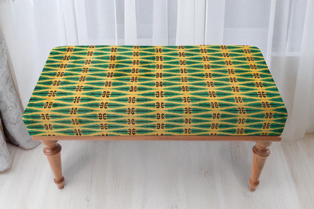 Green and Yellow Bench, Geometric Pattern Furniture, Hallway Bench ...