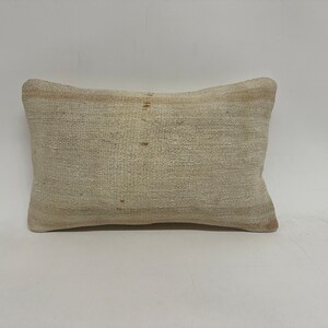 Pillow for Couch, Turkish Kilim Pillow, 12x20 Kilim Pillow Cover, Antique Pillows, White Cushion Case, Bohemian Lumbar Pillow, Hemp Pillow,