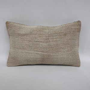 Vintage Pillow, Pillow for Sofa, 12x20 Boho Pillow Sham Cover, Home Decor Pillow, White Pillow, Bohemian Lumbar Pillow, Hemp Pillow,