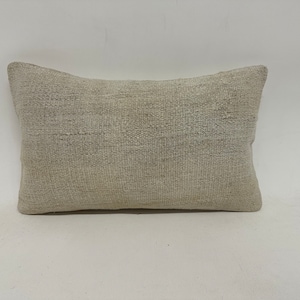 Kilim Pillow Cover, Interior Designer Pillow, 12x20 Kilim Cushion Sham, Vintage Kilim Pillow, White Cushion, Door Stopper Pillow,Hemp Pillow