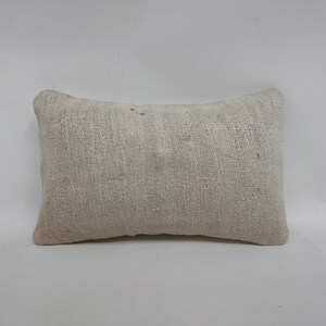 Kilim Pillow Cover, Pillow for Couch, 12x20 Vintage Pillow, Antique Pillows, White Pillow, Lumbar Pillow, Hemp Pillow, Office Chair Cushion,