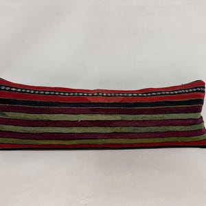 Cuscino Kilim, cuscino etnico per tappeto Kilim, federa per cuscino Kilim 16x48, cuscino per divano, cuscino rosso, cuscino lombare a righe,