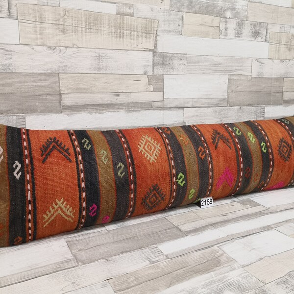 Long Lumbar Pillow 12x48 inches Handmade Turkish Kilim Lumbar Pillow Handmade Pillow cover Pillow cushion Home Design Pillow Sofa Pillow