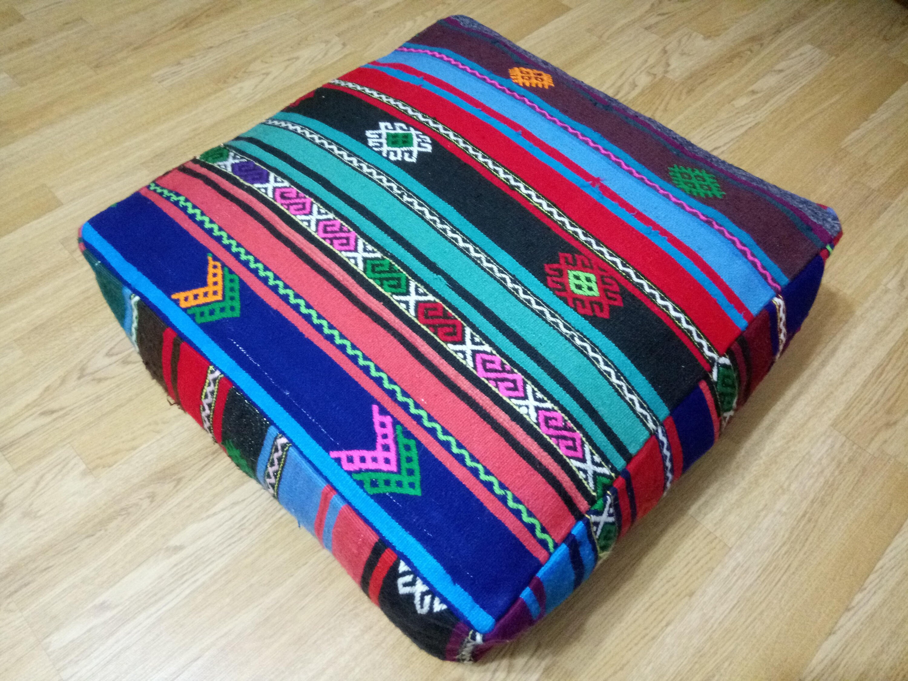 Kilim Pouf Square 24x24x8 Inches Kilim Vibrant Pouf Square Etsy