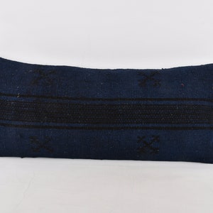 Pillow for Sofa, Antique Pillows, 16x36 Kilim Cushion Sham, Interior Designer Pillow, Blue Pillow Cover, Bedding Pillow, Boho Stripe Pillow,