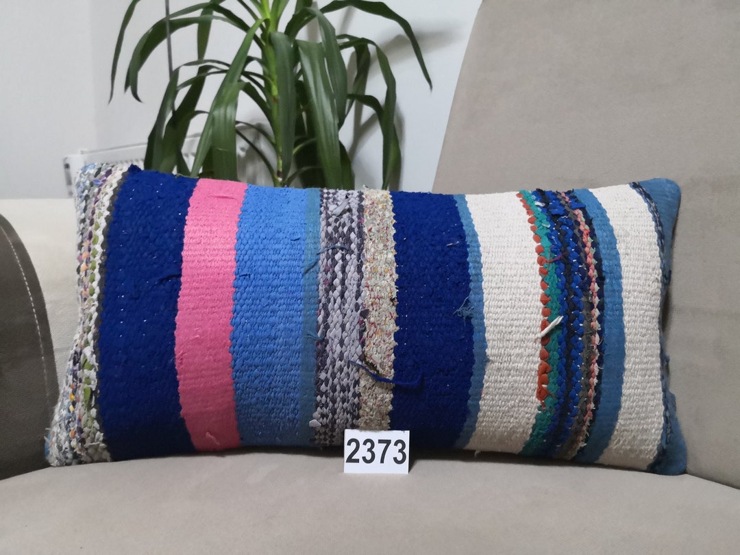Striped Kilim Pillow 10x20 Inches Turkish Kilim Pillow Cover Anatolian