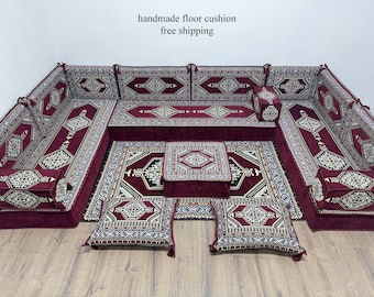 Ottoman Sofa, Burgundury Sofa, Turkish Kilim Pillow, Floor Cushion, Sectional Cushion, Moroccan Pillow, Living Room Sofa, Housewarming Gift,