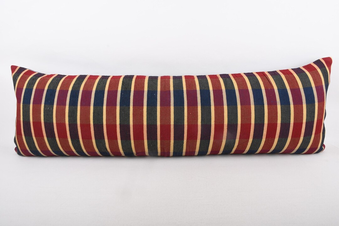 ヴィンテージ枕、ハンドメイドキリムクッション、16x48トルコキリム枕