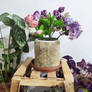 Vintage blomkruka, inomhusblomkruka, mattväxt, runt blomkrukköverdrag, förvaringskorg, köksinredning, garnförvaring, handgjord pennhållare