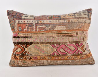 Antique Pillows, Vintage Pillow, 20x28 Pillow for Couch, Vintage Kilim Throw Pillow, Red Cushion, Rectangular Pillow, Textured Pillow,