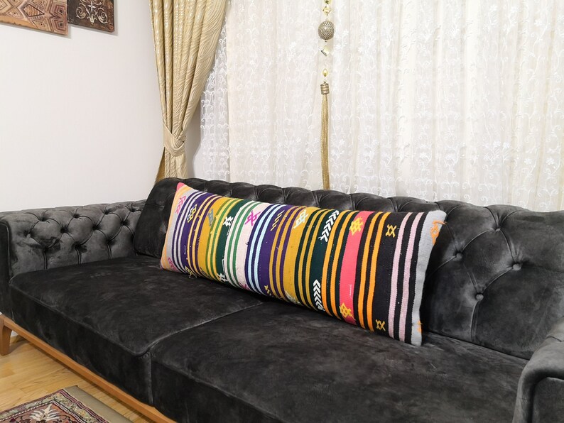 Big Size Pillow 16x48 Inches Extra Long Lumbar Kilim Pillow Etsy
