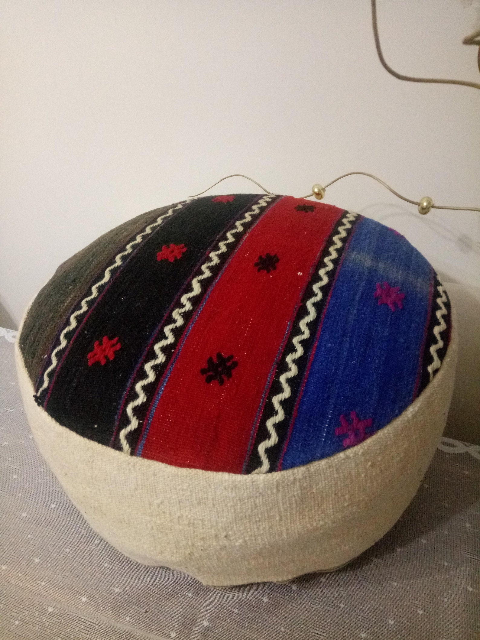 Kilim Pouf Ottoman 20x8 Inches Turkish Vintage Kilim Pouf Etsy