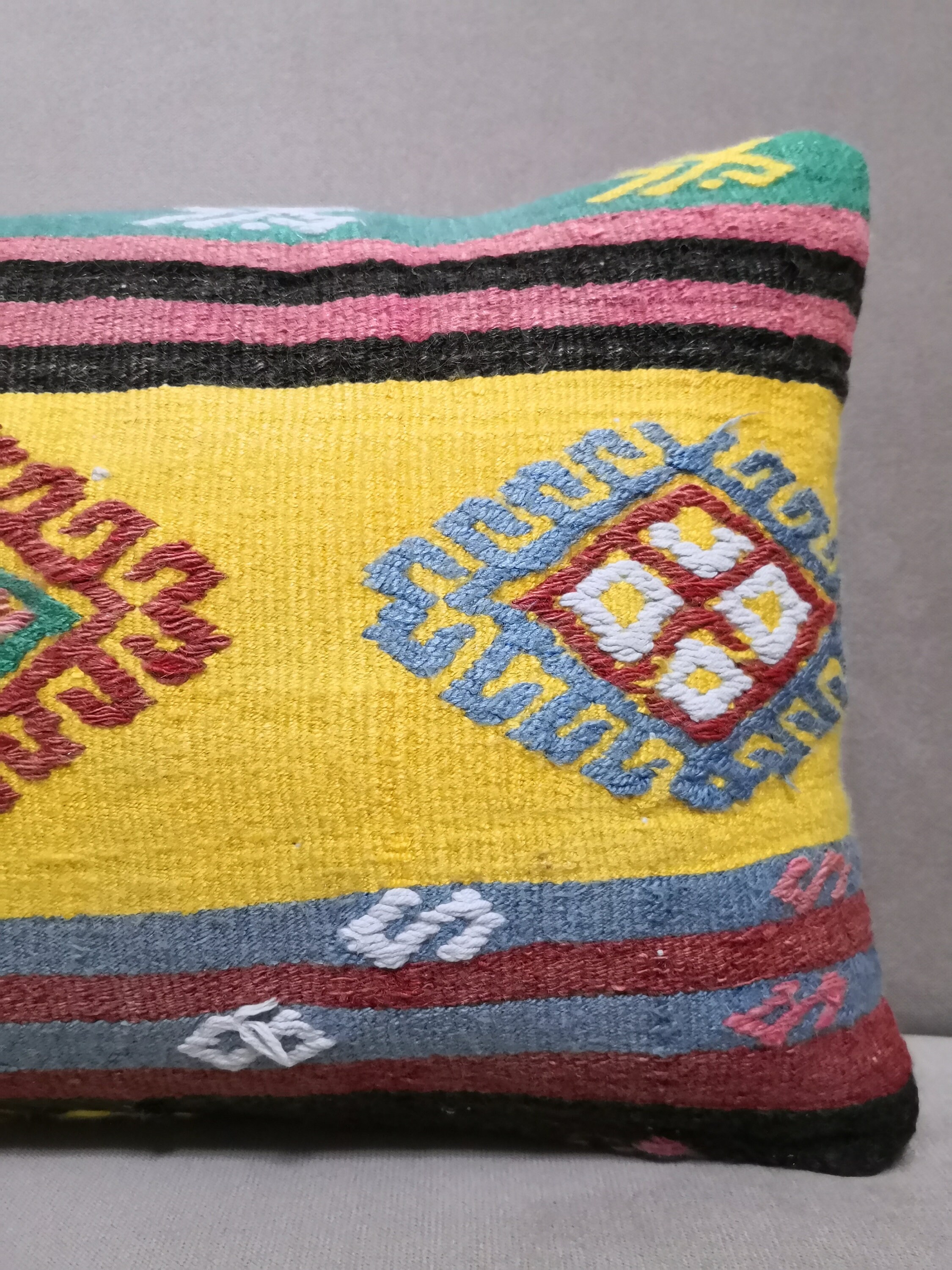 Lumbar Pillow Cover 12x20 inches Turkish Anatolian Kilim Etsy