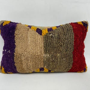 Vintage Kilim Pillow, Kilim Cushion Sham, 12x20 Vintage Pillow, Ethnical Kilim Rug Pillow, Purple Cushion, Rectangular Pillow, Soft Pillow,