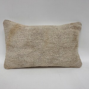 Kilim Cushion Sham, Throw Kilim Pillow, 12x20 Turkish Pillow, Pillow for Couch, White Cushion Case, Bohemian Lumbar Pillow, Hemp Pillow,