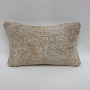 Turkish Pillow, Interior Designer Pillow, 12x20 Kilim Pillow Cover, Gift Pillow, White Pillow Cover, Bohemian Lumbar Pillow, Hemp Pillow,