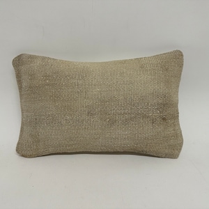 Handmade Kilim Cushion, Boho Pillow Sham Cover, 12x20 Gift Pillow, Interior Designer Pillow, White Cushion, Bedding Pillow, Hemp Pillow,