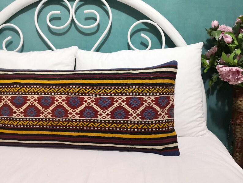Lumbar Big Pillow 16x40 inches Turkish Anatolian Kilim Lumbar Pillow Big Pillow Cover Home Decoration pillow Decorative Pillow Home Decor