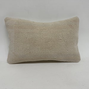 Pillow for Sofa, Home Decor Pillow, 12x20 Ethnical Kilim Rug Pillow, Turkish Kilim Pillow, White Pillow Cover, Lumbar Pillow, Hemp Pillow,