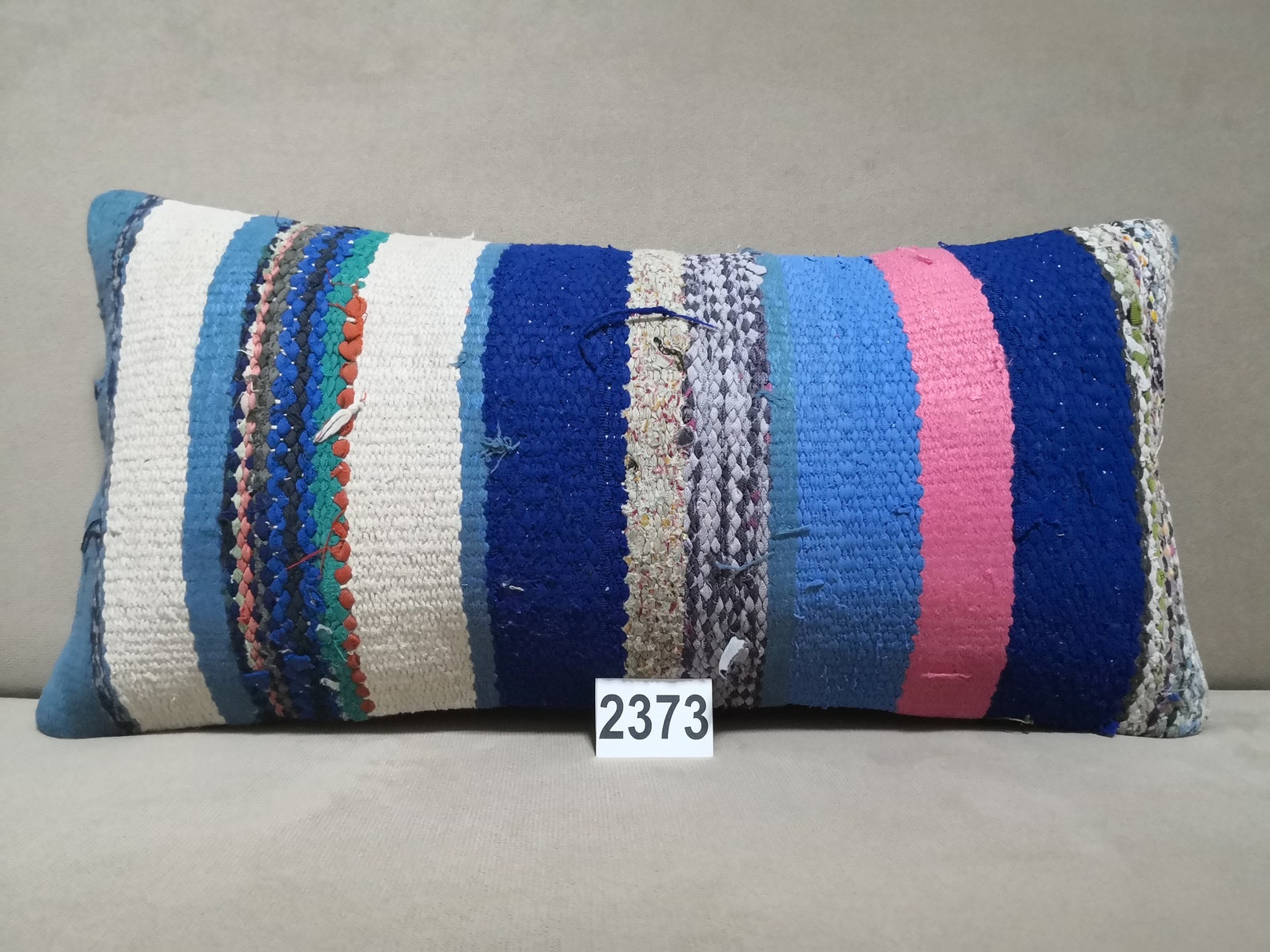 Striped Kilim Pillow 10x20 Inches Turkish Kilim Pillow Cover Etsy