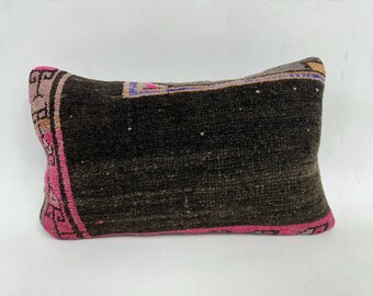 Boho Kissenbezug, Geschenkkissen, 12x20 Kelimkissen, türkisches Kelimkissen, rosa Kissen, Stammes- Lendenkissen,