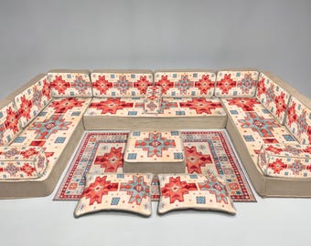 Canapé de sol, Ensemble de canapé d'assise au sol, Canapé-lit de méditation et de yoga, Canapés modulaires de salon, Canapé Majlis du Moyen-Orient, Ensemble de sièges