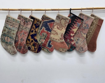 Snowman Santa Stockings, Fireplace Decor Santa Socks, 6x16 inches, Personalized Stocking, Holiday Stocking, Hanging Stocking, Kilim Stocking