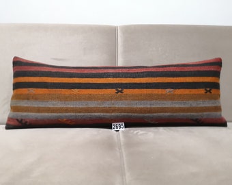 Stripy Kilim Pillow Cover 12x36 inches Turkish Vintage Kilim Lumbar Sofa Pillow Cover Home Decoration Kilim pillow Decorative Pillow Cushion