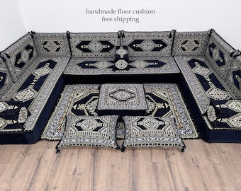 Ottoman Sofa, Arabic Floor Cushion, Turkish Corner Sofa, Majlis Seating, Moroccan Floor Pillow, Living Room Sofa, Handmade Sectional,