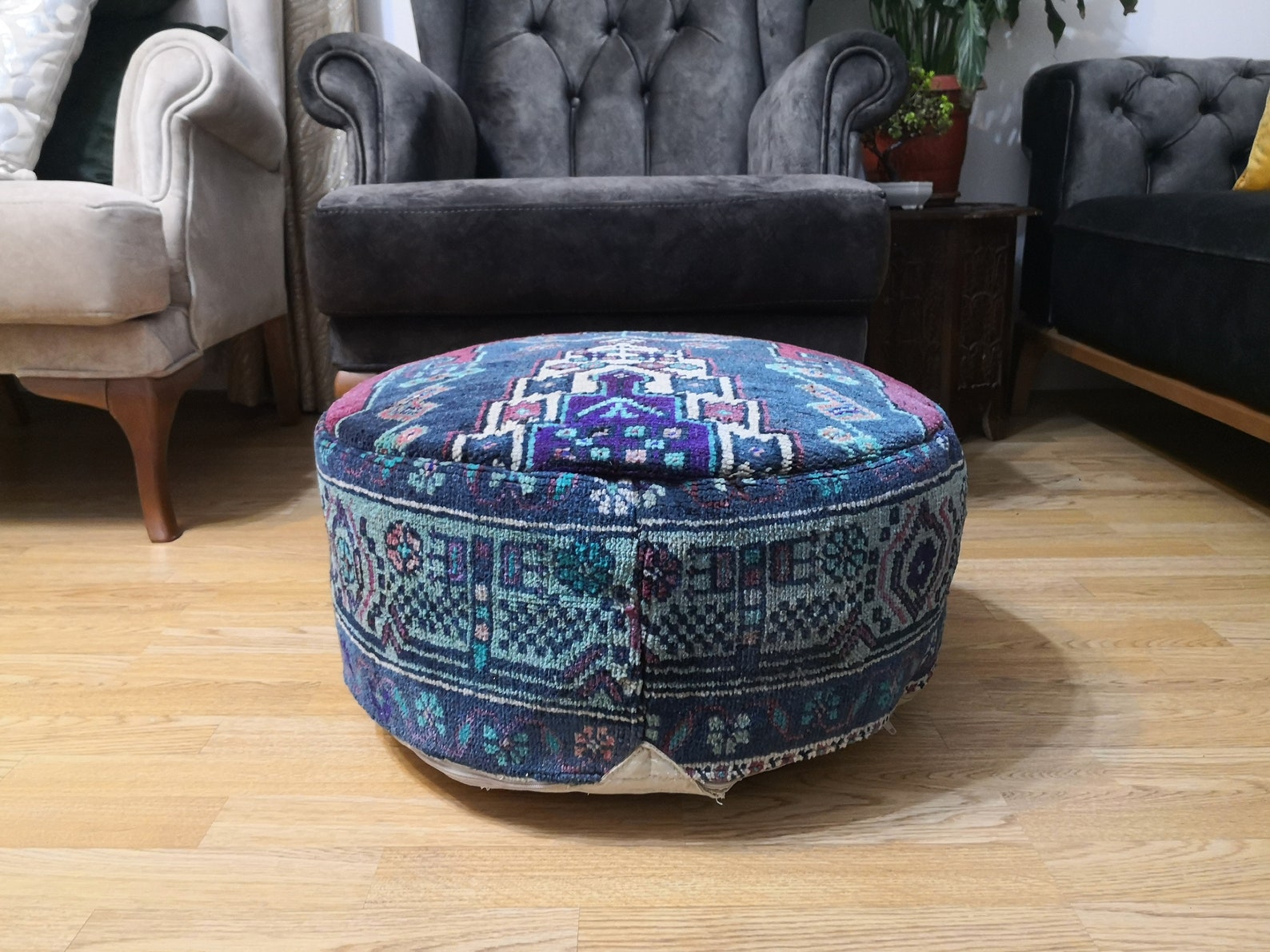 Ottoman Floor Pillow 20x8 Inches Vintage Carpet Pouf Ottoman Etsy