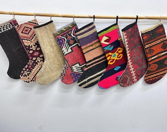 Fireplace Decor Santa Socks, Lovely Traditional Kilim Stocking, 6x16 inches, Custom Christmas Gift, Luxury Unique Stocking,Wall Hanging Sock