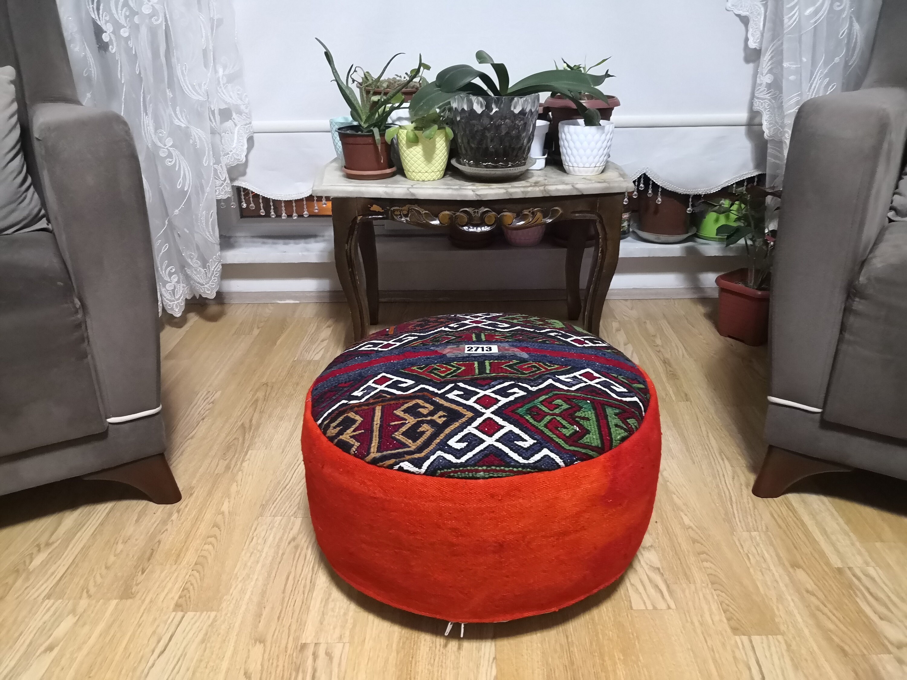 Osmanische Runde Pouf 20 x 8 Zoll Vintage Kelim Boden Kissen | Etsy