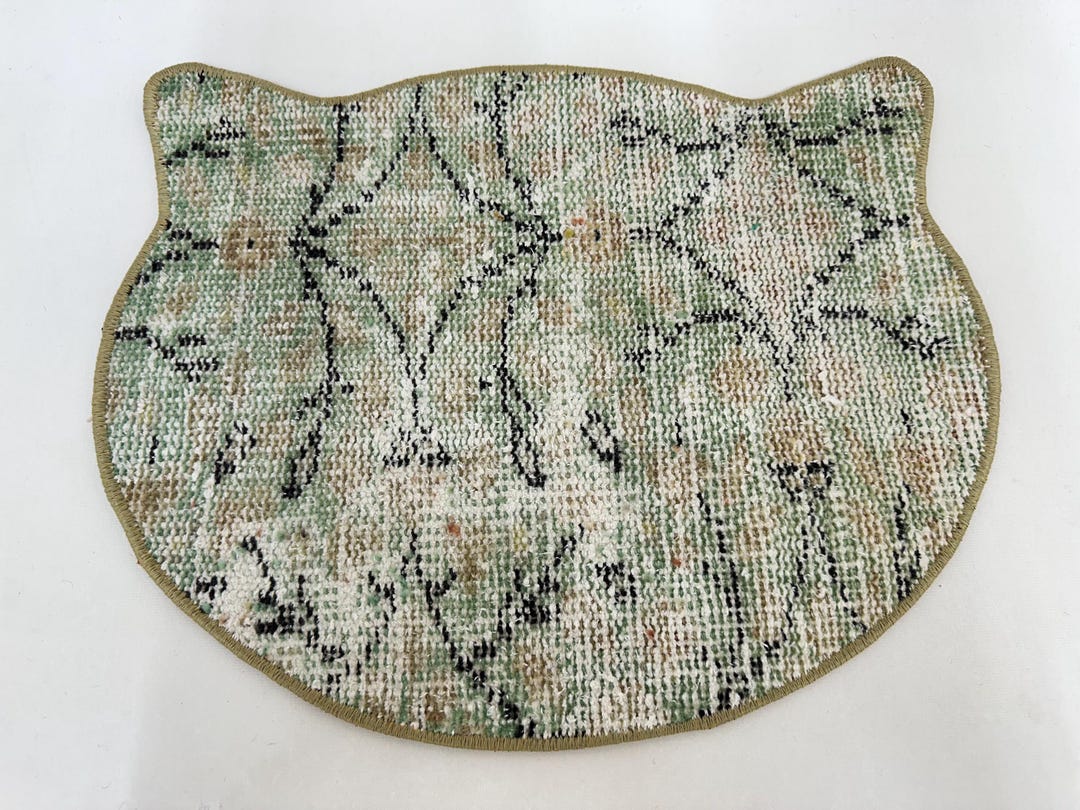 Eco-friendly Cat Mat, Artisan-made Cat-shaped Pad From Vintage Turkish ...
