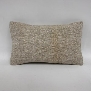 Boho Pillow Sham Cover, Vintage Kilim Throw Pillow, 12x20 Gift Pillow, Throw Kilim Pillow, White Cushion, Lumbar Pillow, Hemp Pillow,