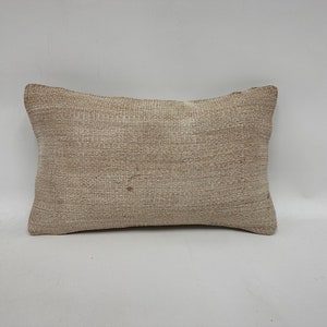 Vintage Pillow, Interior Designer Pillow, 12x20 Throw Kilim Pillow, Vintage Kilim Throw Pillow, White Pillow, Lumbar Pillow, Hemp Pillow,
