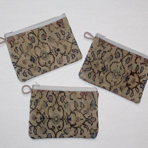 Vintage Handmade Carpet Money Bag 6x8 pulgadas Boho Bag-Makeup Bag Zippered Bags-Turkish Vintage Rug Carpet Bag-Ethnic Pouch Rug Coin