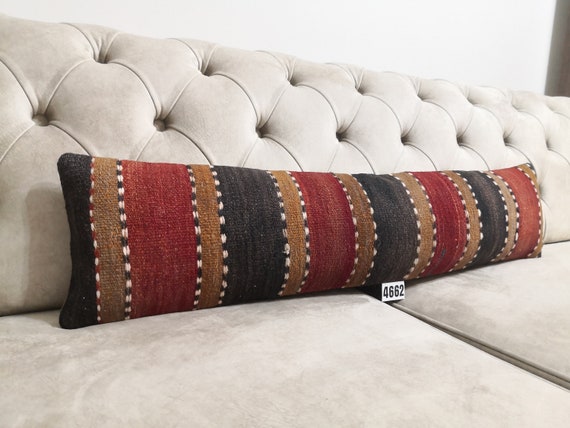 Kilim Lumbar Pillow 8x36 Vintage Lumbar Pillows Handmade Pillow