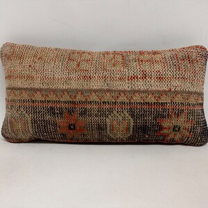 Boho Pillow Sham Cover, Boho Pillow, 12x24 Kilim Cushion Sham, Vintage Pillow, Blue Cushion, Lumbar Pillow, Patchwork Pillow, Rug Pillow,
