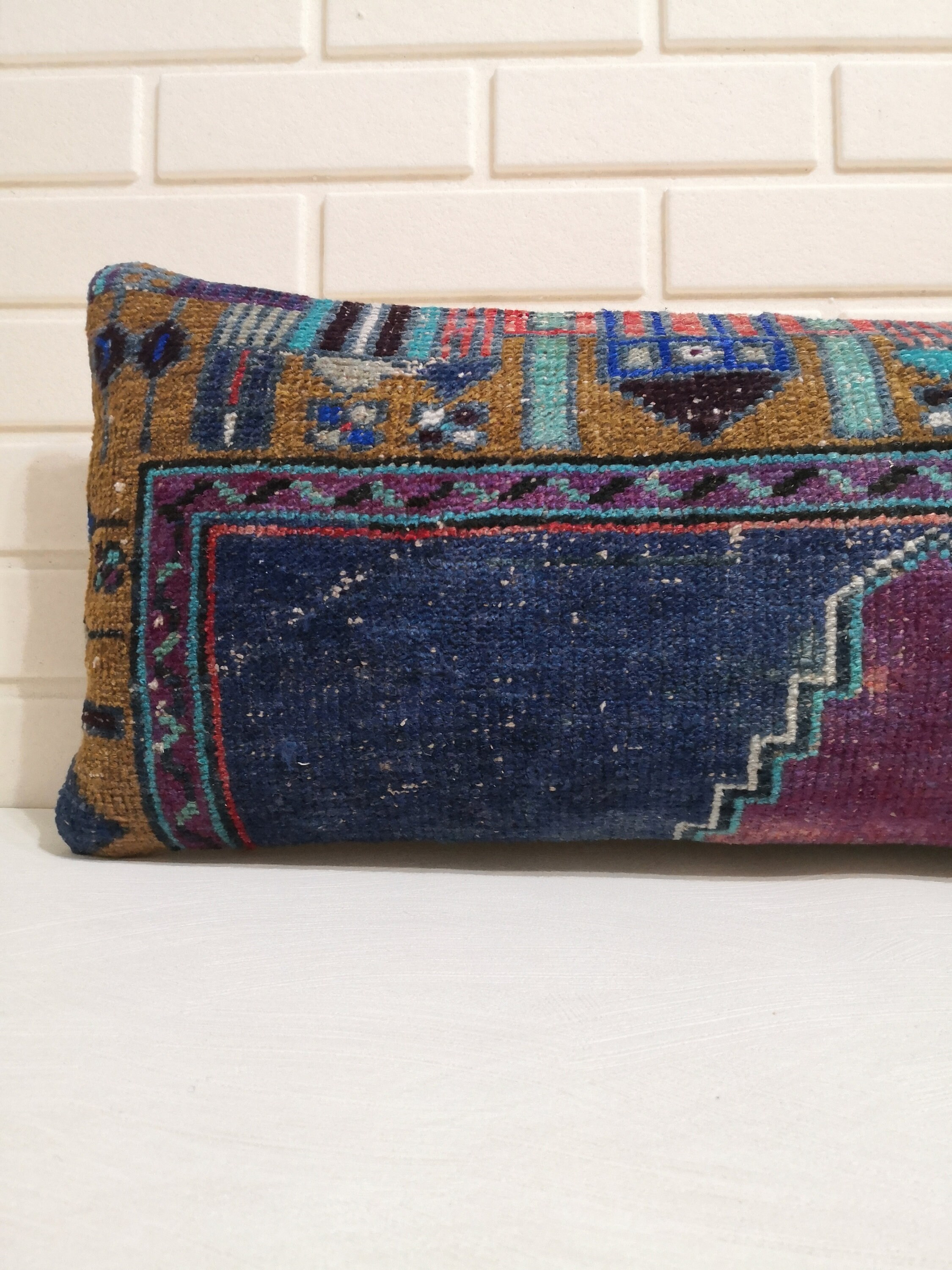 Lumbar Carpet Pillow Cover 12x32 Inches Turkish Vintage Rug Etsy