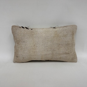 Pillow for Couch, Boho Pillow Sham Cover, 12x20 Ethnical Kilim Rug Pillow, Kilim Pillow, White Pillow Cover, Bedding Pillow, Hemp Pillow,