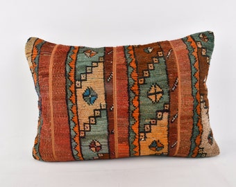 Kilim Pillow, Boho Pillow Sham Cover, 20x28 Pillow for Couch, Turkish Pillow, Red Cushion, Rectangular Pillow, Patchwork Pillow, Car Pillow,