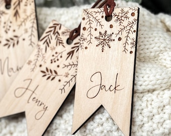 Personalized Christmas Stocking Tags, Stocking Name Tags, Wooden Name Tags, Personalized Wooden Tags, Laser Engraved Gift Tags, Laser Cut