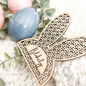 Boho Cane Easter Tag, Easter Basket Gift Tag, Bunny Gift Tag, Pasen Gift Tag, Pasen Hout Tags, Houten Lente Name Tag, Aangepaste Naam Tag afbeelding 4