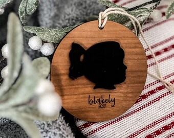 Custom Silhouette Ornament, Wood Christmas Ornament, Custom Ornament Baby, Christmas Ornaments Personalized, Laser Cut Wood