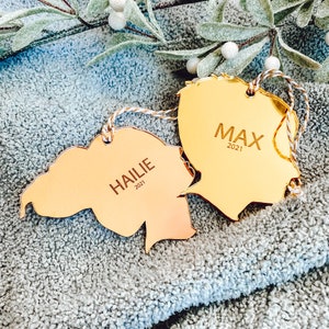 Custom Silhouette Ornament, Gold Acrylic Christmas Ornament, Custom Ornament Baby, Christmas Ornaments Personalized, Gifts for Parents image 3