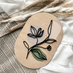 Boho Floral Greenery Wood Sign, Modern Wall Decor, Feminine Wall Art, Modern Boho, Minimalist, Laser Cut Decor, Boho Home Decor