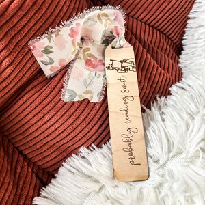 Probably Reading Smut Wood Bookmark, Smut Acrylic Bookmark, Funny Bookmark Gift, Laser Engraved Bookmark, Aesthetic Floral Acrylic Bookmark