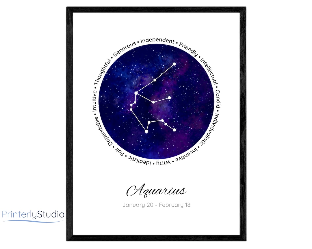 Aquarius Constellation, Printable Poster, Digital Prints, Home Decor, Aquarius Poster, Instant ...