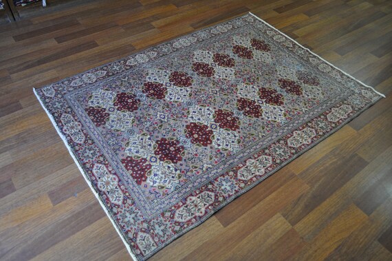 Handwoven rug 3.2x5.9 FT Vintage rug Turkish rug Oushak rug Traditional rug Home living rug Pastel colors rug Hand knotted rug Kitchen rug